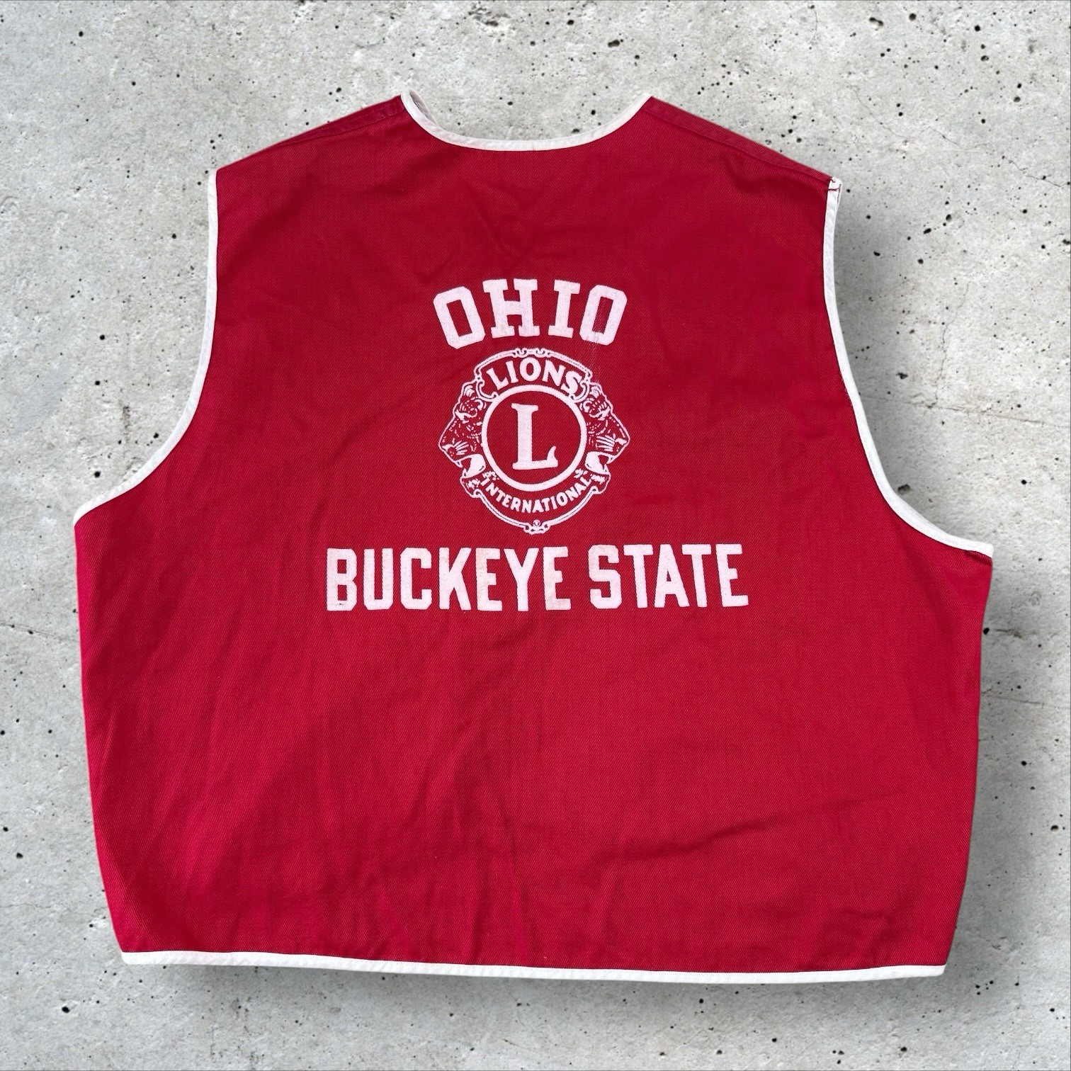Vintage 1970s Champion Ohio Buckeye State LIONS CLUB Vest XL Jacket Red