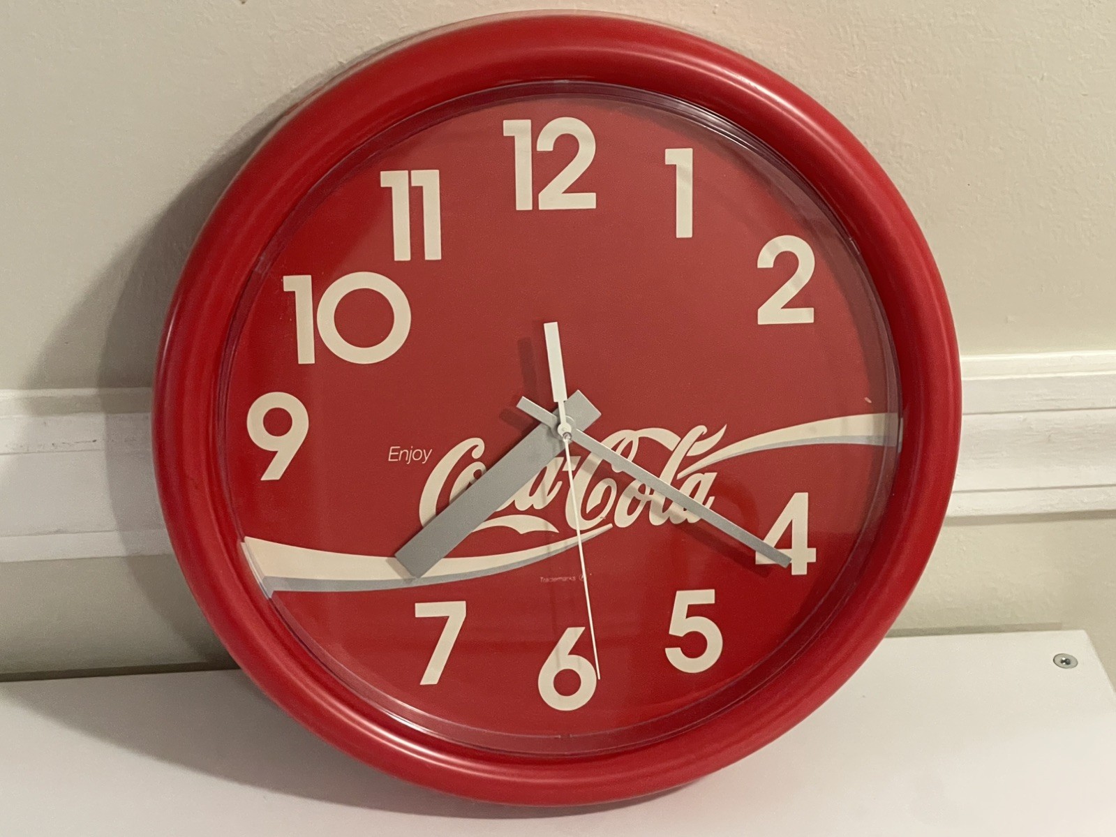 VTG ENJOY COCA COLA TAKANE QUARTZ 14” PLASTIC CLOCK WORKS