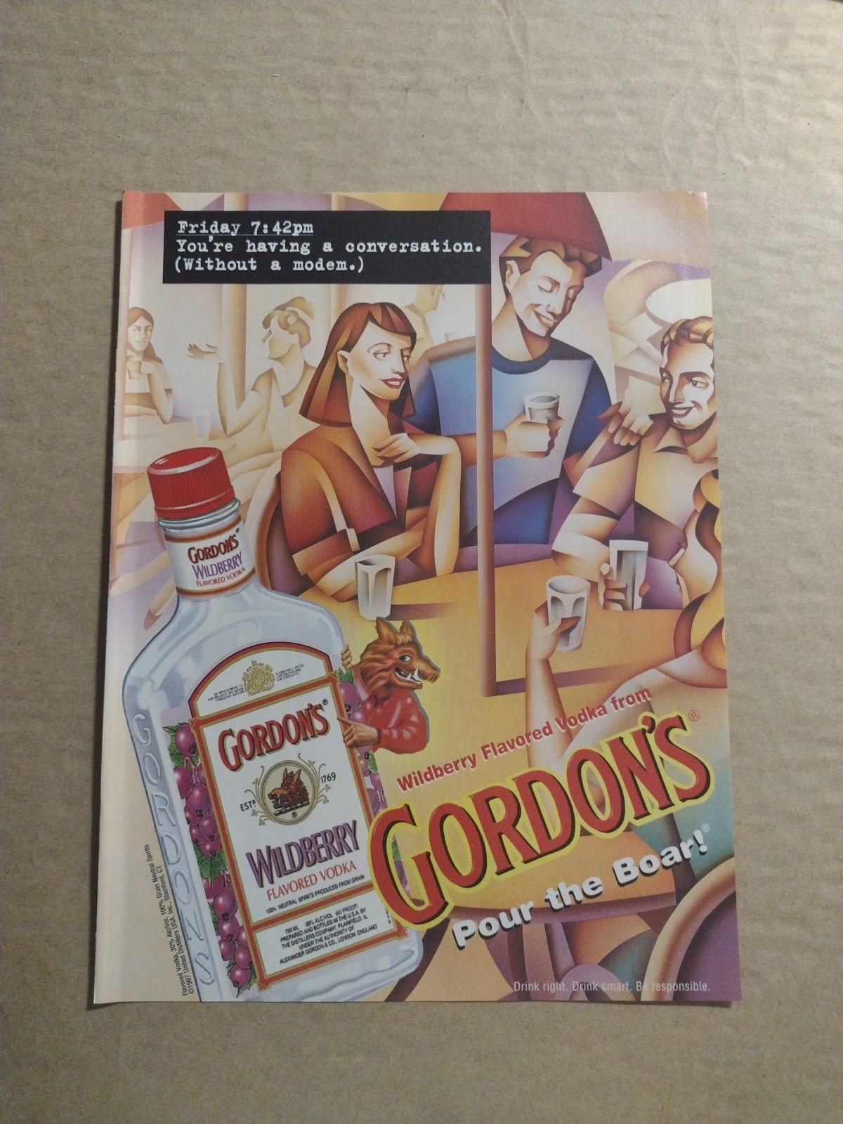 1997- Gordon\'s WildBerry Flavored Vodka- Pour the Boar-Print/AD Classic