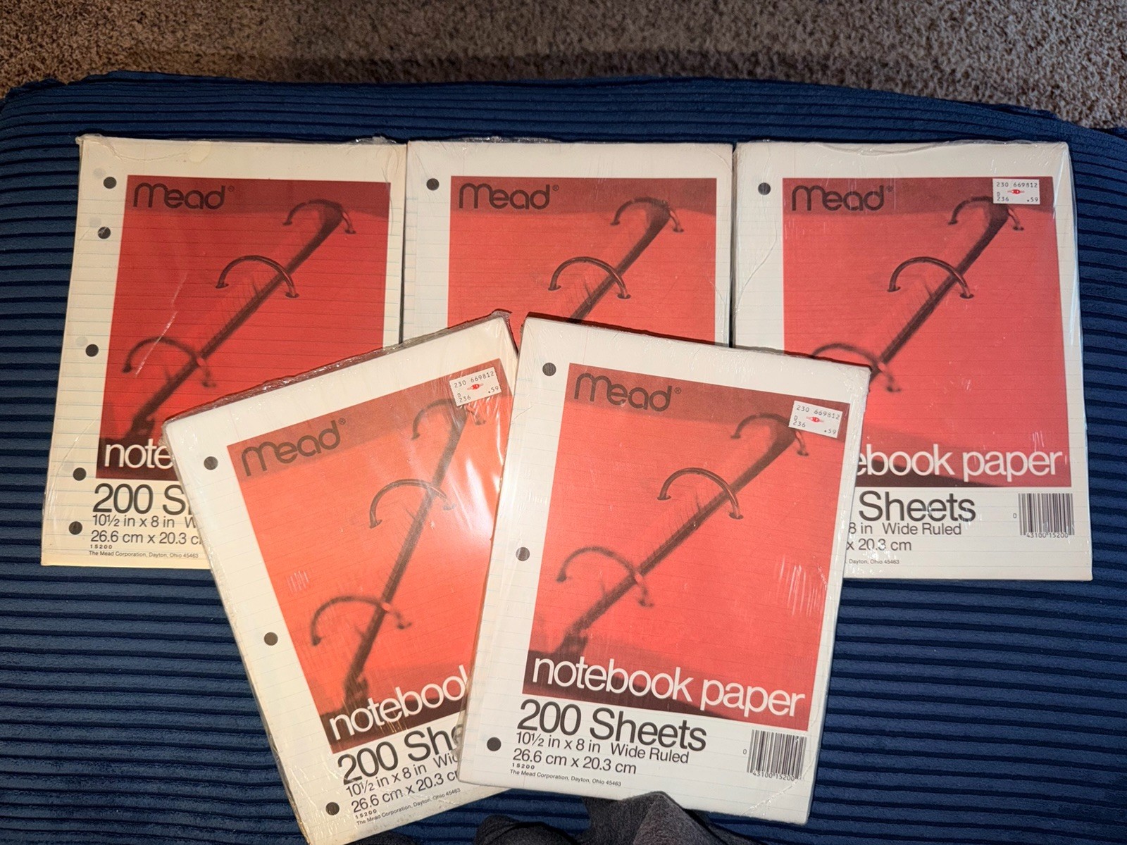 5 VTG  Mead Notebook Paper NOS From 1987 School Supplies
