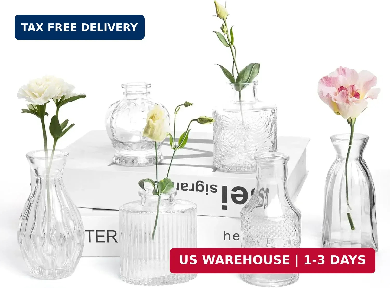 Petal Petite Glass Vase Set of 12 Small Clear Glass Bud Vases,Mini Vintage Flowe Petal Petite Glass Vase Set of 12 Small Clear Glass Bud Vases,Mini Vintage Flowe