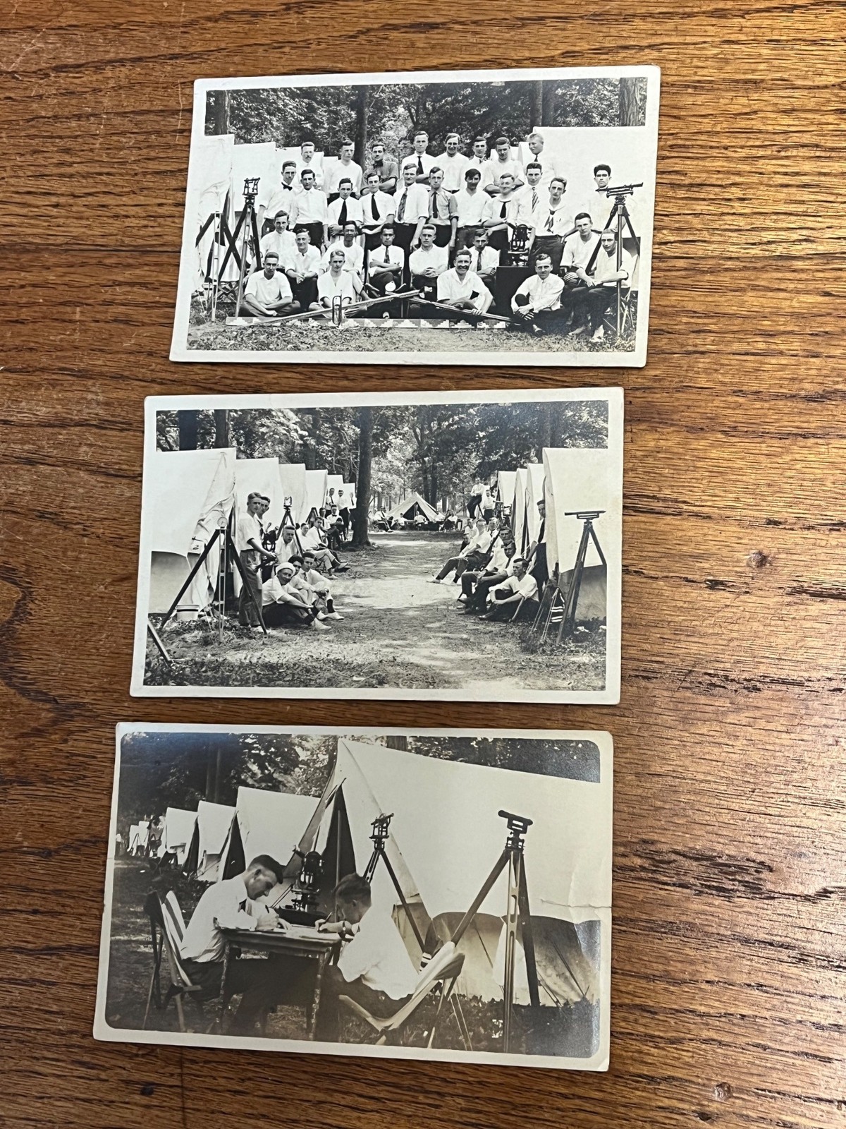 c1910s-20s RPPC Surveying Engineering School Field Camp Transits Students Photos c1910s-20s RPPC Surveying Engineering School Field Camp Transits Students Photos