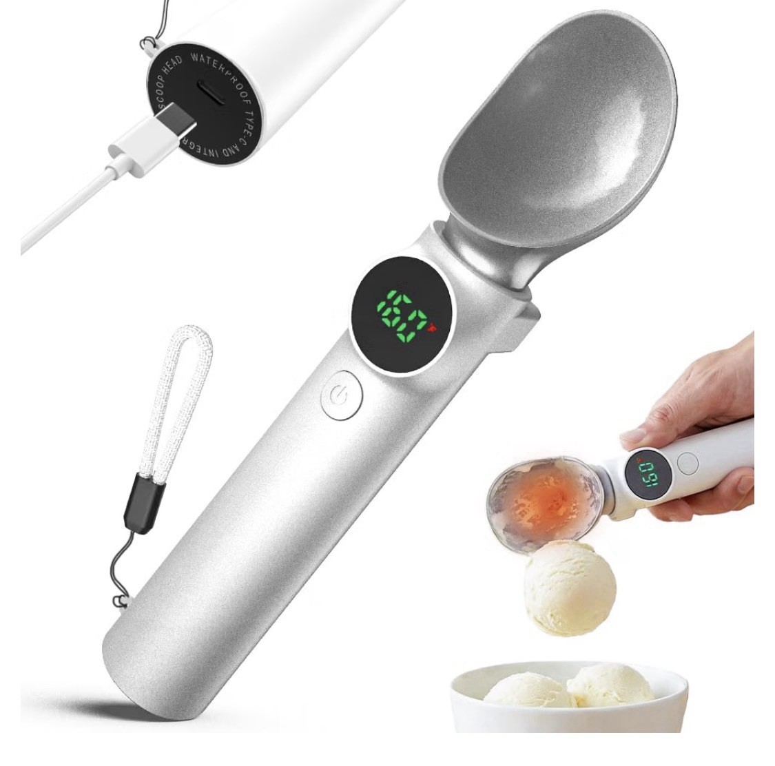 Heated Ice Cream Scoop for Hard Ice Cream