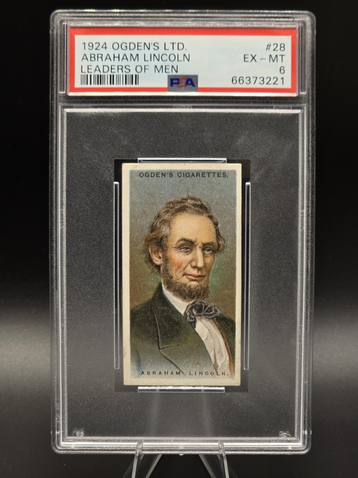 Abraham Lincoln PSA 6 1924 Ogden\'s Ltd Leaders of Men #28 EX-MT Tobacco Card Abraham Lincoln PSA 6 1924 Ogden\'s Ltd Leaders of Men #28 EX-MT Tobacco Card