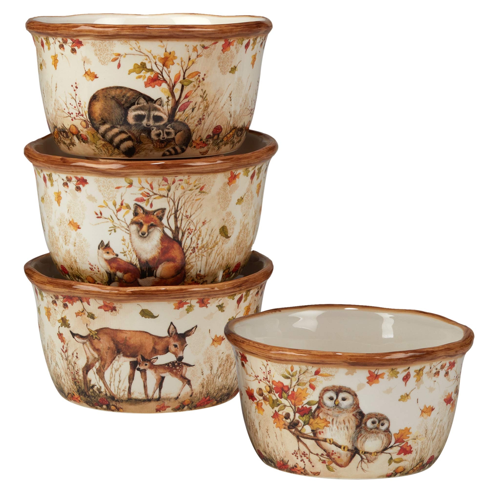 Certified International Pine Forest 22 oz. Ice Cream/Dessert Bowls, Set of 4,