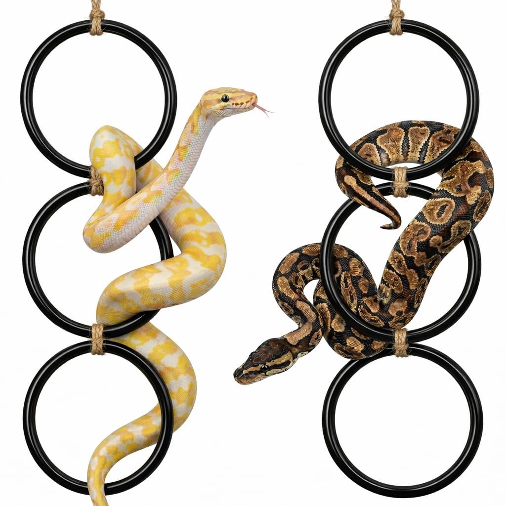 2-Pack Snake Climbing Rings for Ball Python - Enrichment Toys for Small Pets