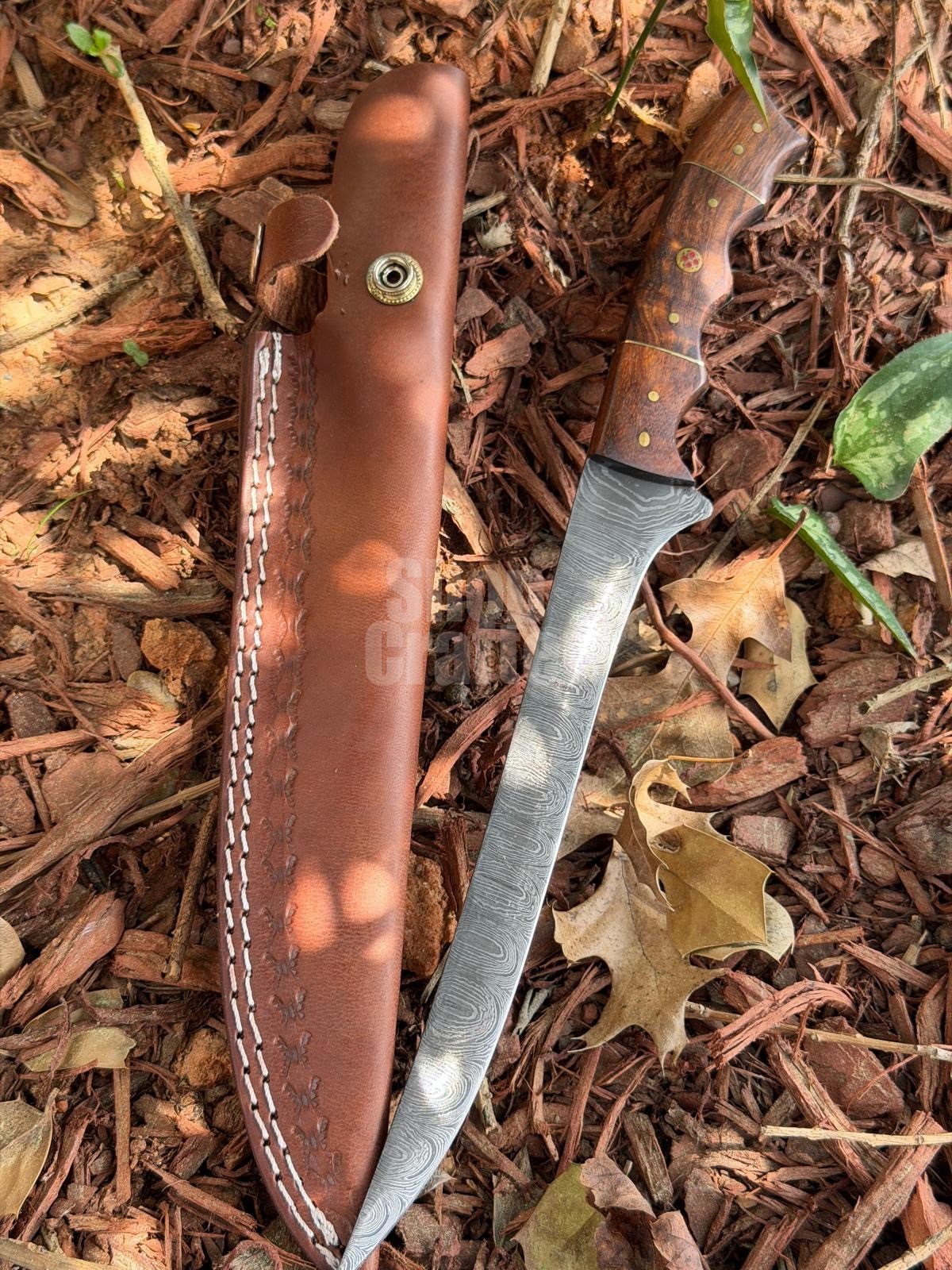 13\'\' Damascus Steel Fillet Knife - Handmade Flexible Fishing Cutting Sharp Blade