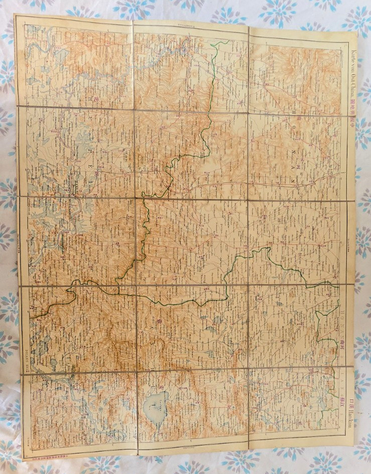 Original 1930s WWII Japanese Folding Map of China - German Military/Archive Prov
