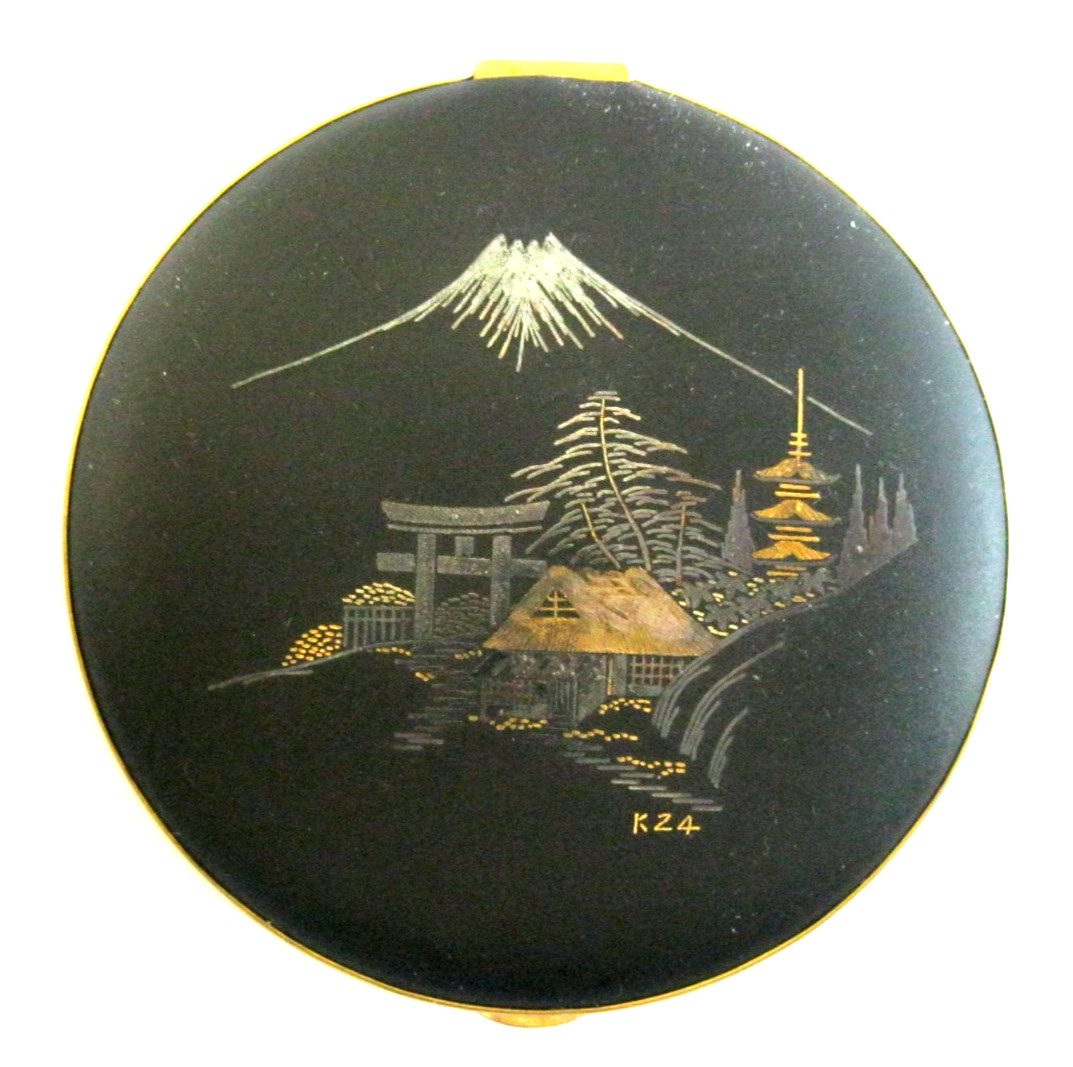 Vintage K24 WWII Japanese Gold Silver Damascene Compact Mint Condition