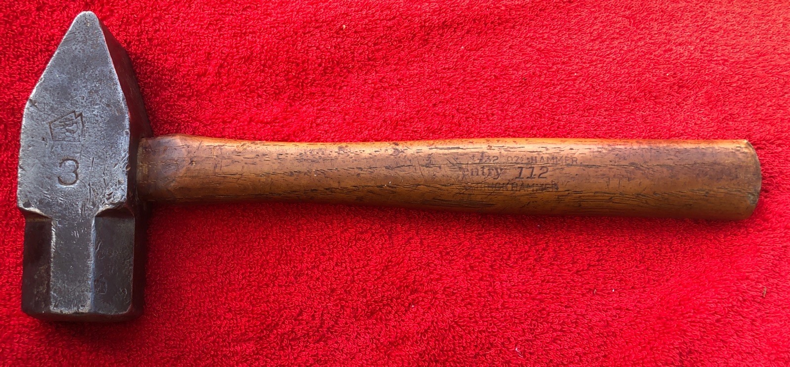 Vintage IRON CITY 3 Pound Cross Peen Blacksmith's Hammer With PRR Logo & Handle