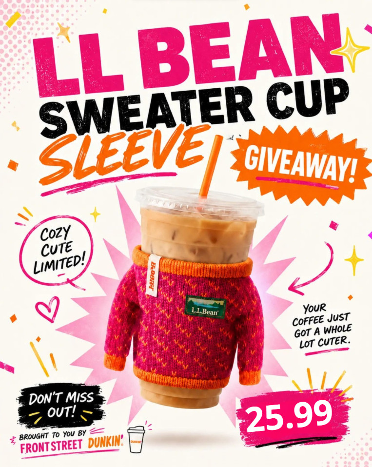 Rare Dunkin’ L.L. BEAN Cup Sweater Sleeve Limited Edition 2026 New IN HAND