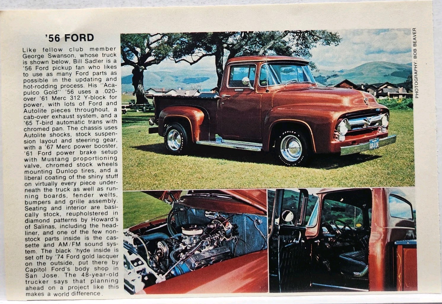 1956 Ford Pickup Bronze Custom Original Print Ad Hot Rod Magazine Vintage