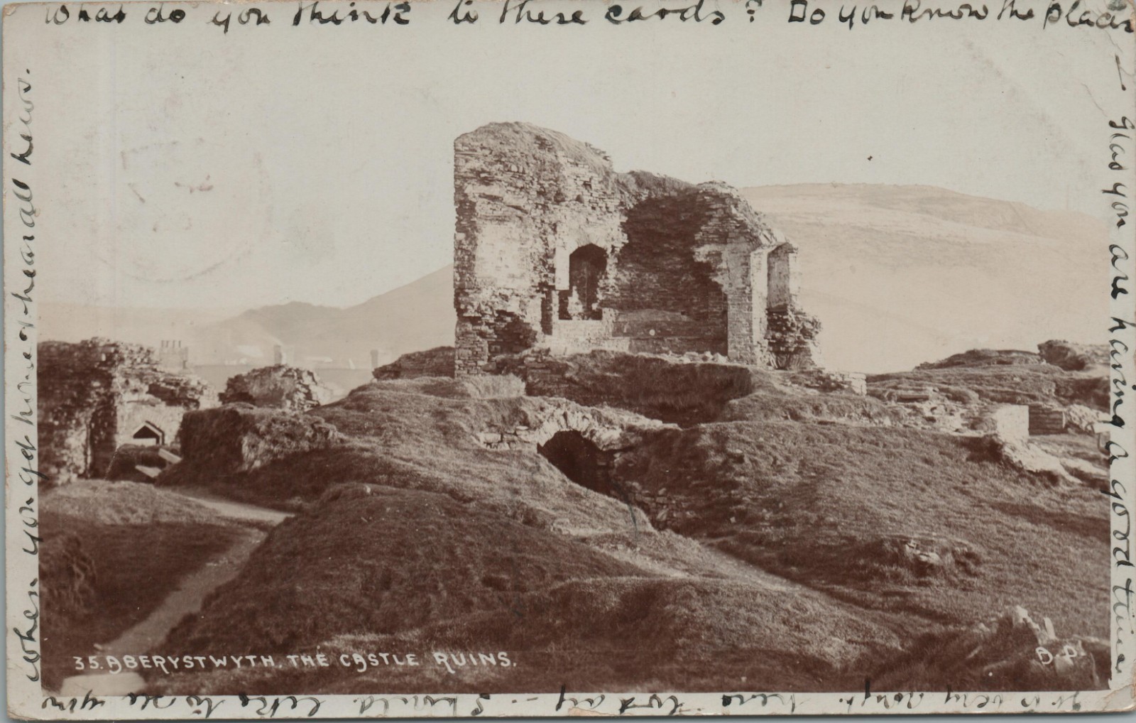 Vintage Aberystwyth Wales Castle Ruins RPPC Postcard