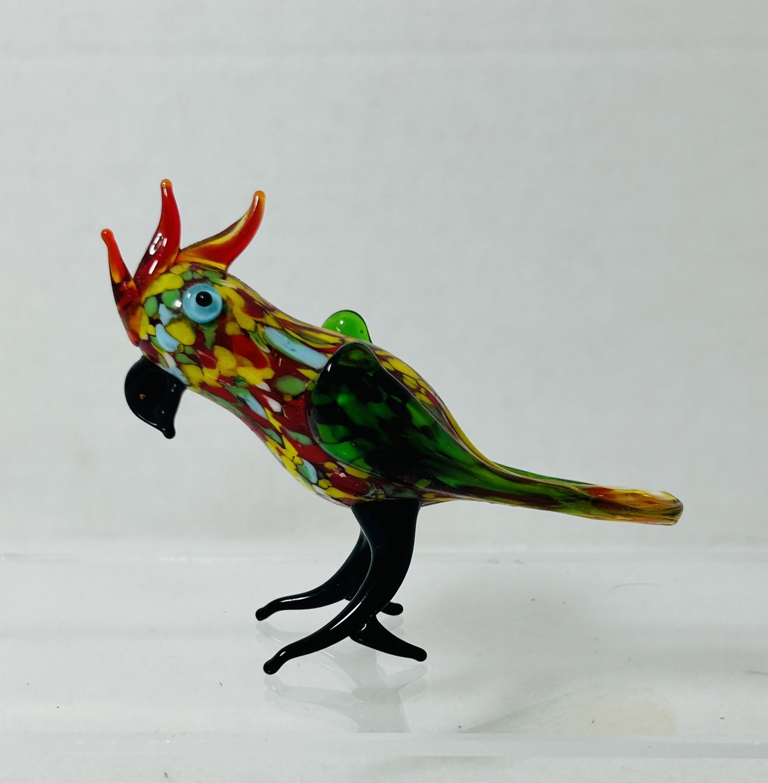 Vintage Murano Style Glass Bird Figurine MCM Multicolor  Hand Blown Rare Art