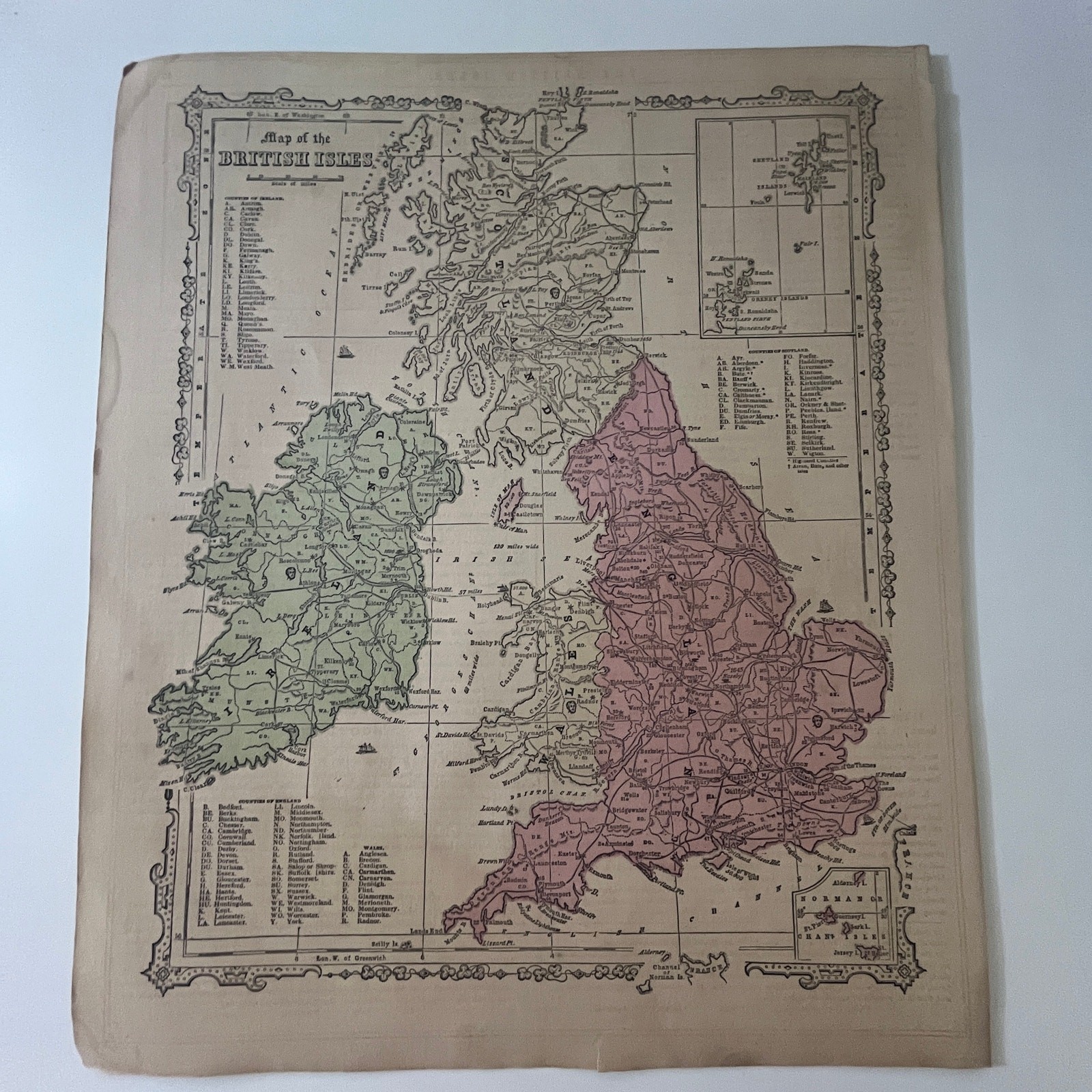An Antique Map Of The British Isles 1866 Original Atlas Map SV27-4