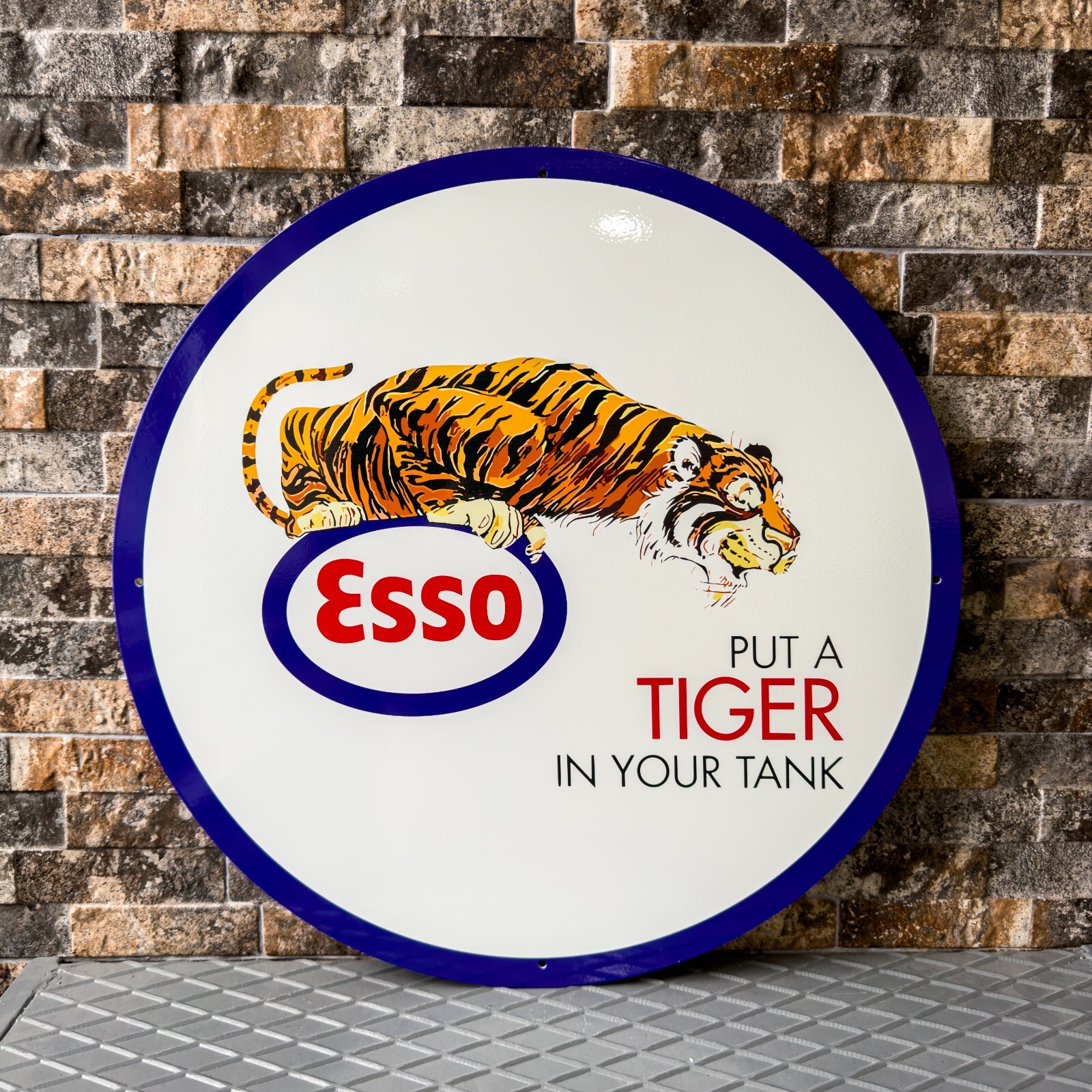 Vintage ESSO Tiger Gas Station  1960s  Heavy Metal Sign -  19.7\