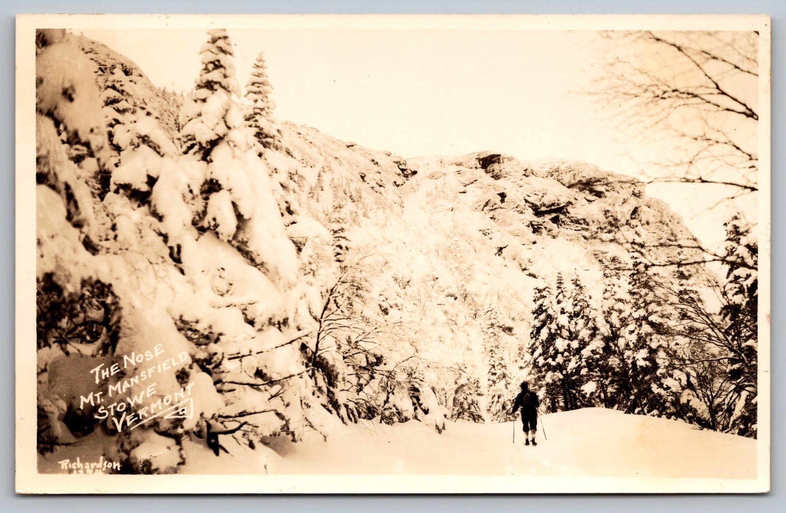 Stowe VT Vermont, The Nose, Mt. Mansfield Vintage Richardson RPPC PHOTO Postcard Stowe VT Vermont, The Nose, Mt. Mansfield Vintage Richardson RPPC PHOTO Postcard