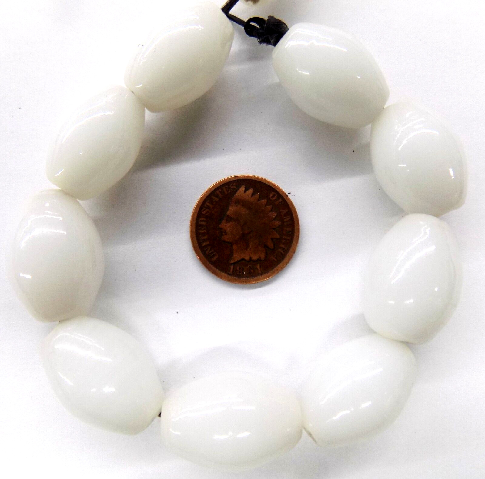 9 Oval White MOON African Trade Beads  Read Description tt653