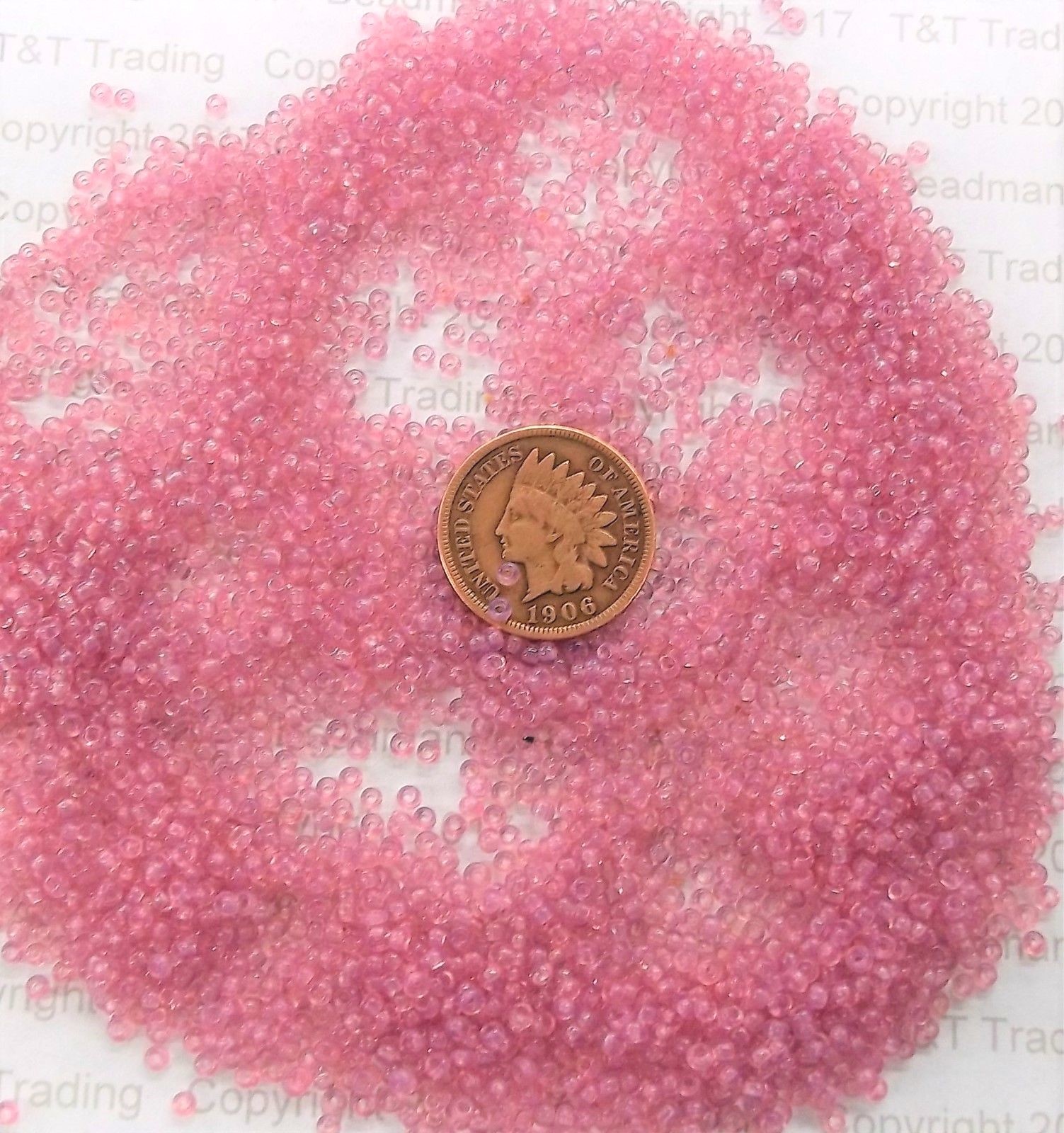   11/0 Old Time Vintage French Trans Light Rose  African Trade Seed Beads   142a