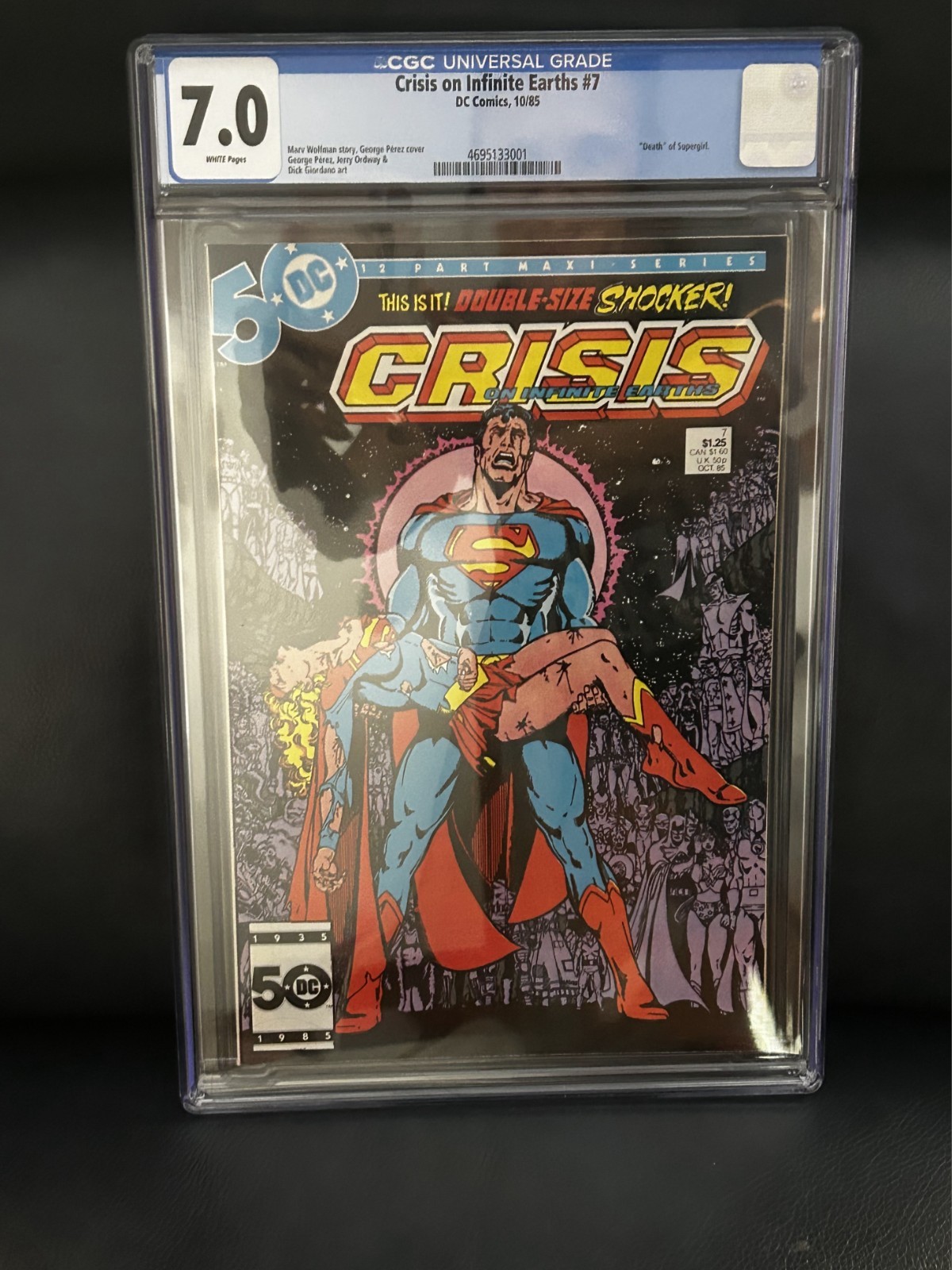 Crisis on Infinite Earths #7 (DC 1985) Death of Super Girl 7.0 CGC George Perez