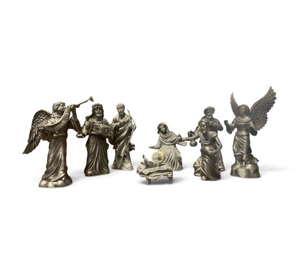 Vintage Lenox Kirk Stieff Pewter Nativity Set Lot of 6 Boxed Pieces Complete