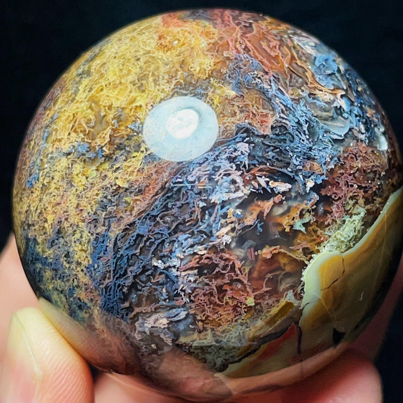 Rare 250G Natural Beautiful Colorful Moss Agate Sphere Healing Agate L8024
