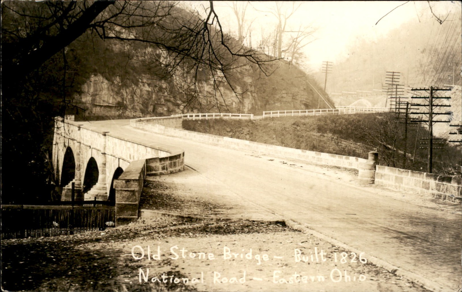 St. Clairville OH Old Stone Bridge National Road c1920 Real Photo Postcard bhn