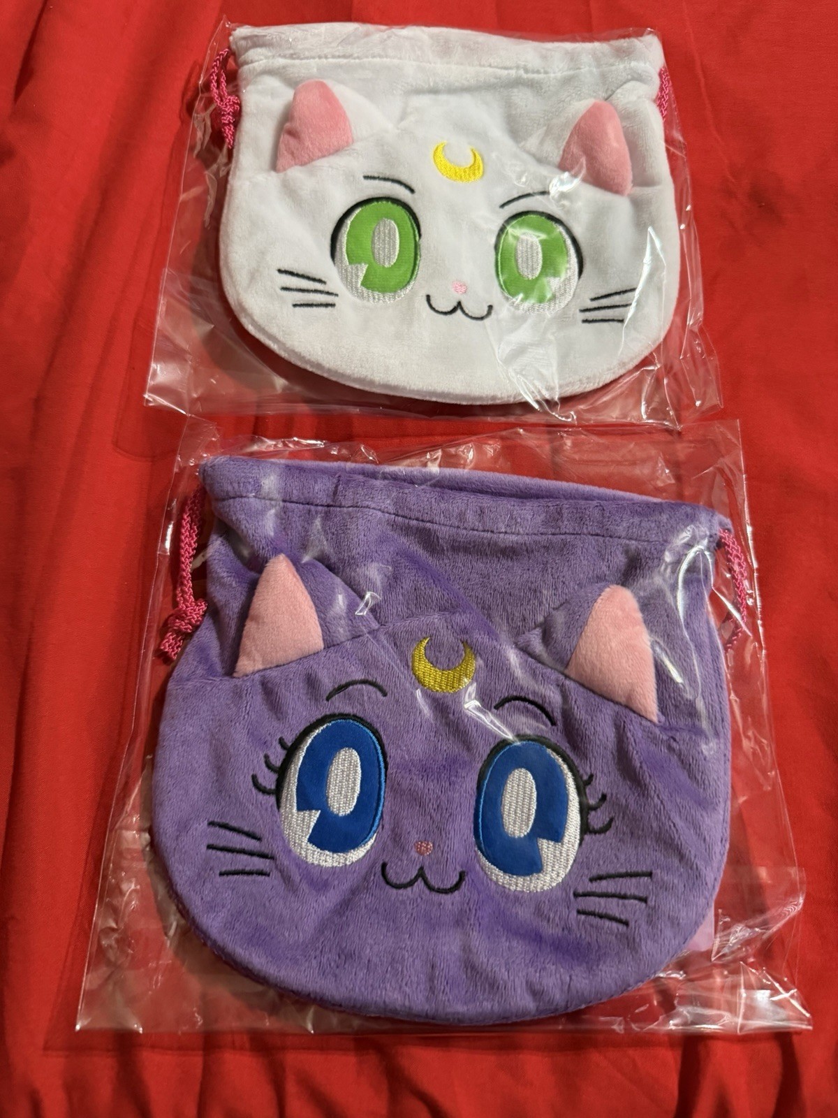 Sailor Moon Luna & Artemis Face Pouches New With Tags Japan