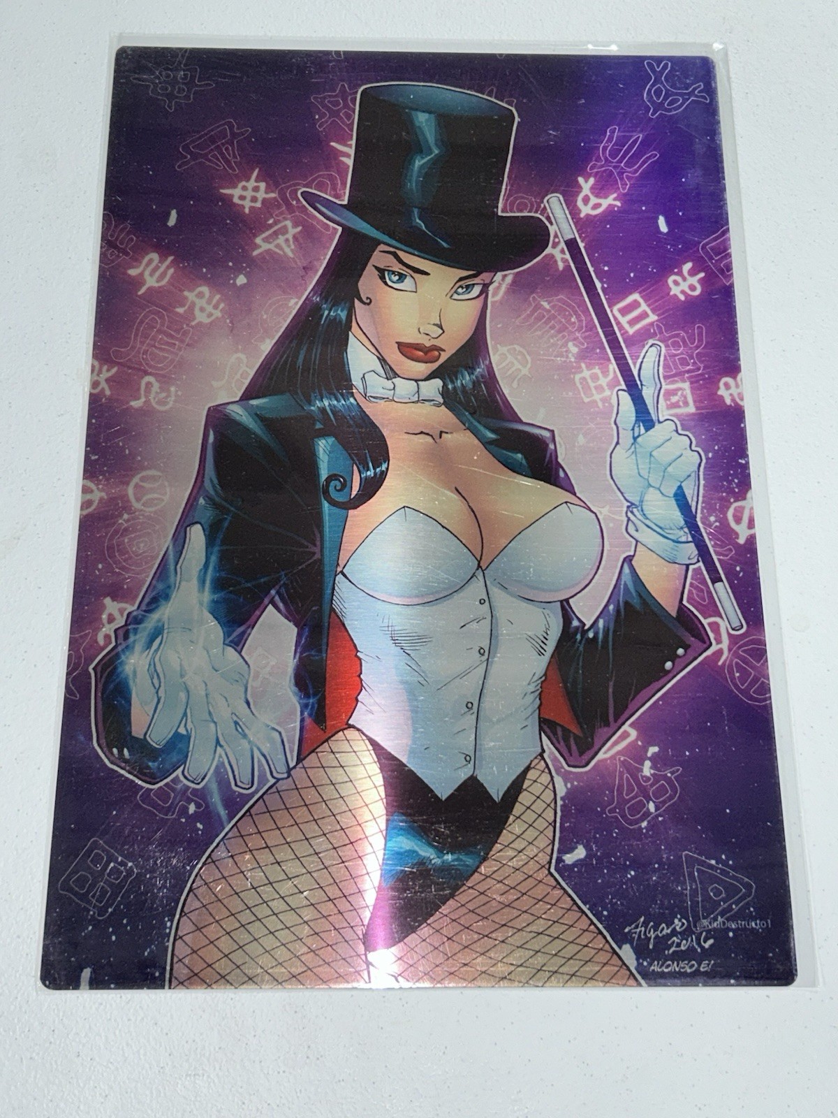 DC Comics 12x18” Zatanna Zatara With Her Magic Wand Posing Fan Art Metal Poster
