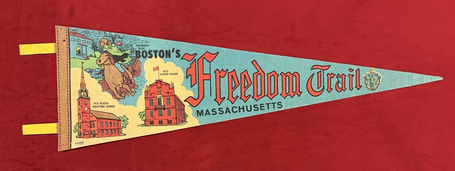 Vintage Boston Massachusetts Freedom Trail 24.5 Inch Travel Pennant Old South