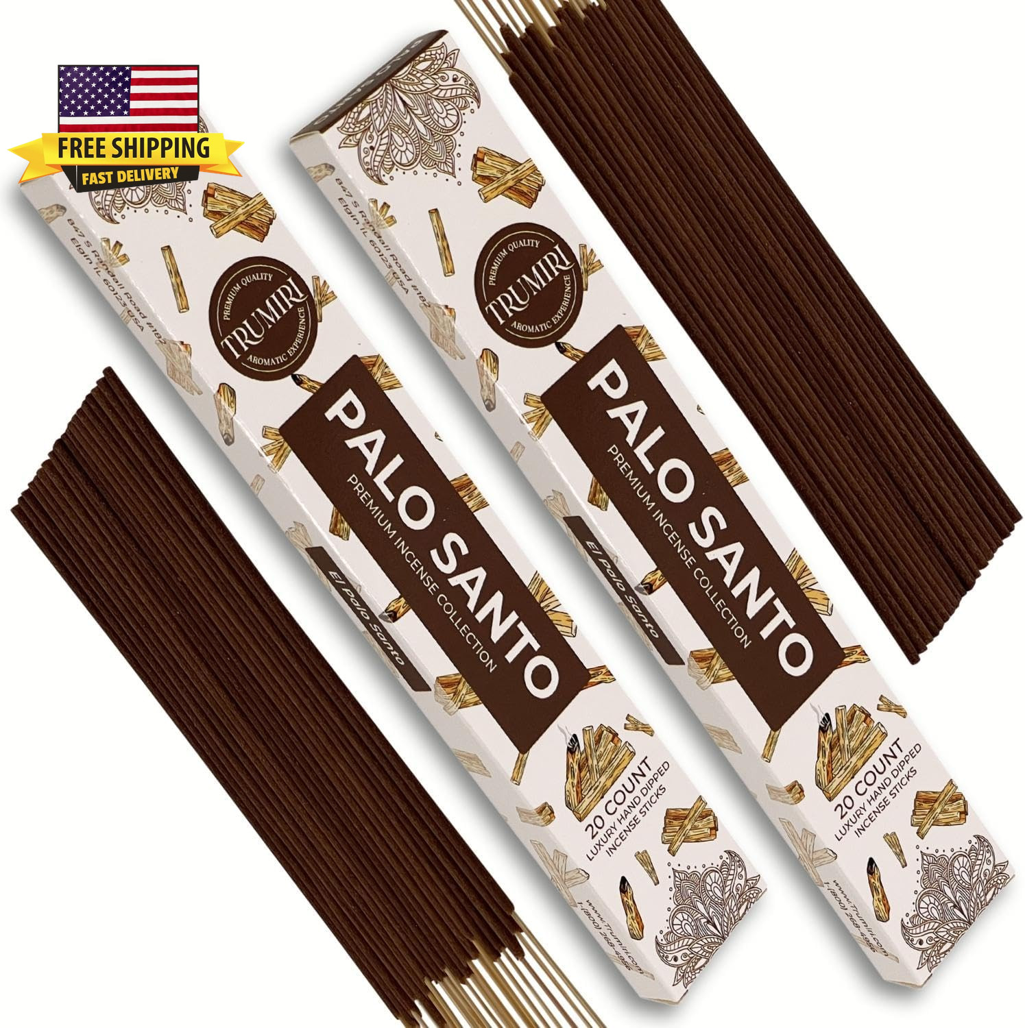 Palo Santo Incense Sticks - Incienso De Palo Santo - Total 40 Insence-Sticks - D