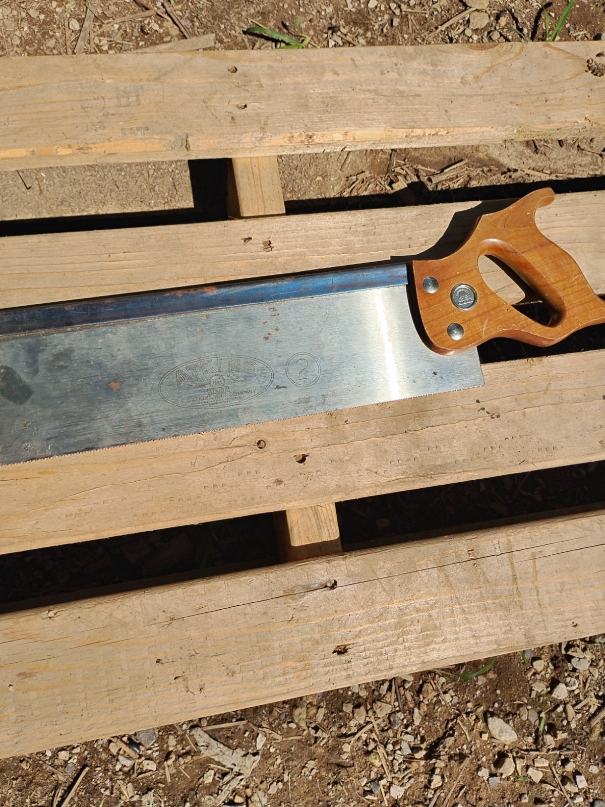Vintage Atkins Miter Saw Hand Saw Wood Handle Made In USA