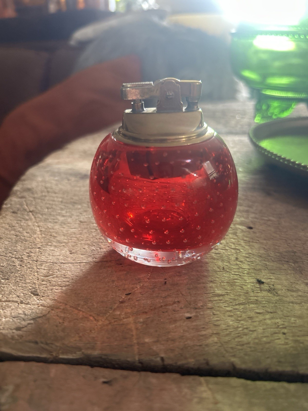 Murano Red Glass Vintage Table Lighter Made In Italy Murano Red Glass Vintage Table Lighter Made In Italy