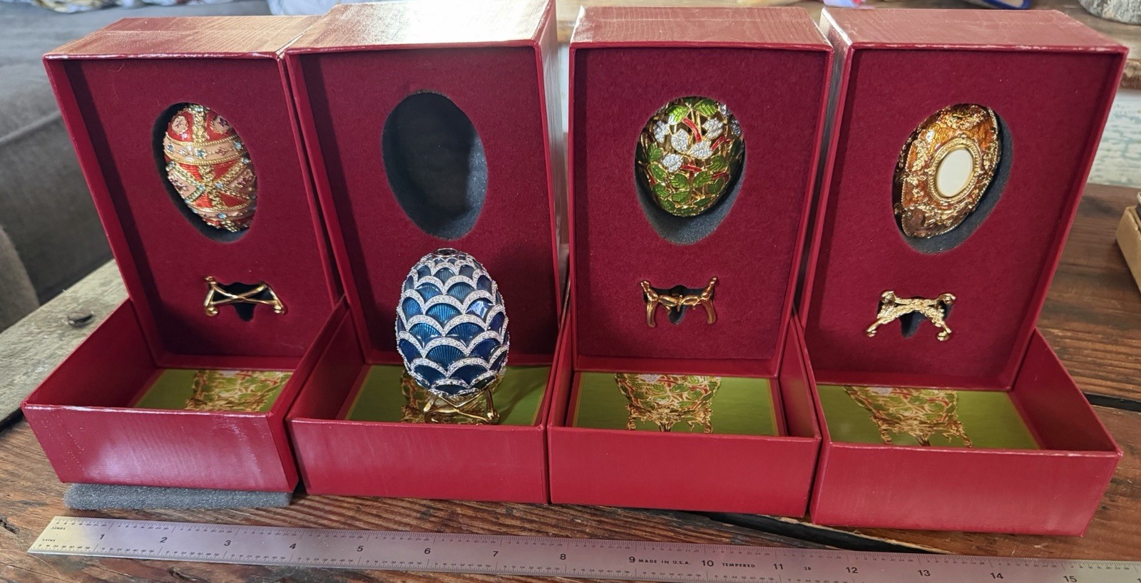 Joan Rivers Imperial Treasures Four Seasons Eggs Complete Set 4 Boxed COA QVC Joan Rivers Imperial Treasures Four Seasons Eggs Complete Set 4 Boxed COA QVC
