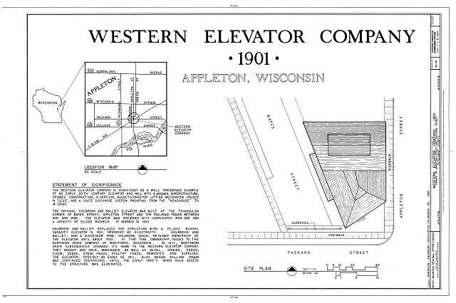 Appleton Wisconsin 1901 Western Elevator Company Site Plan Location Map