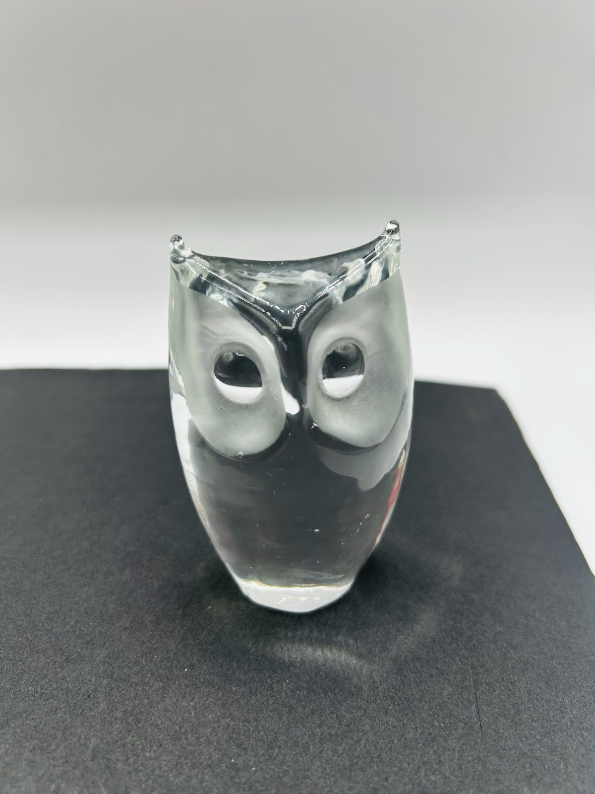 Reijmyre Clear And Frosted Owl Figurine Statue Paperweight Sweden