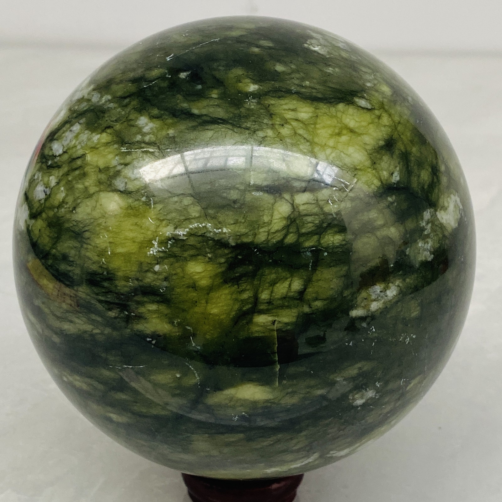 Natural Southern Jade Sphere Green Serpentine Crystal Ball Healing 2180g 4.8LB