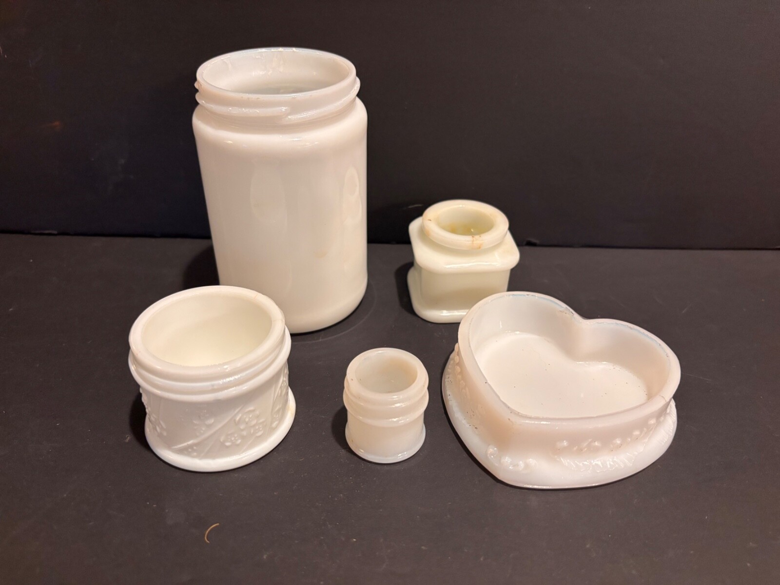 Vintage White Milk Glass Jar Lot Of 3 Mosco Ponds Vintage White Milk Glass Jar Lot Of 3 Mosco Ponds