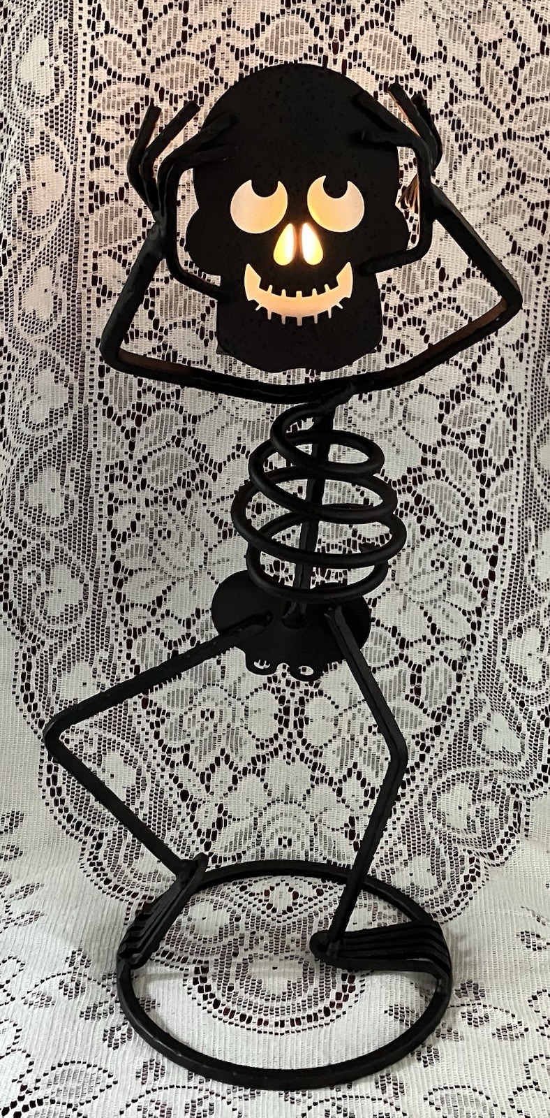 PartyLite Mr. BONES Candle Holder P7864 Metal Skeleton Tea or Votive Halloween