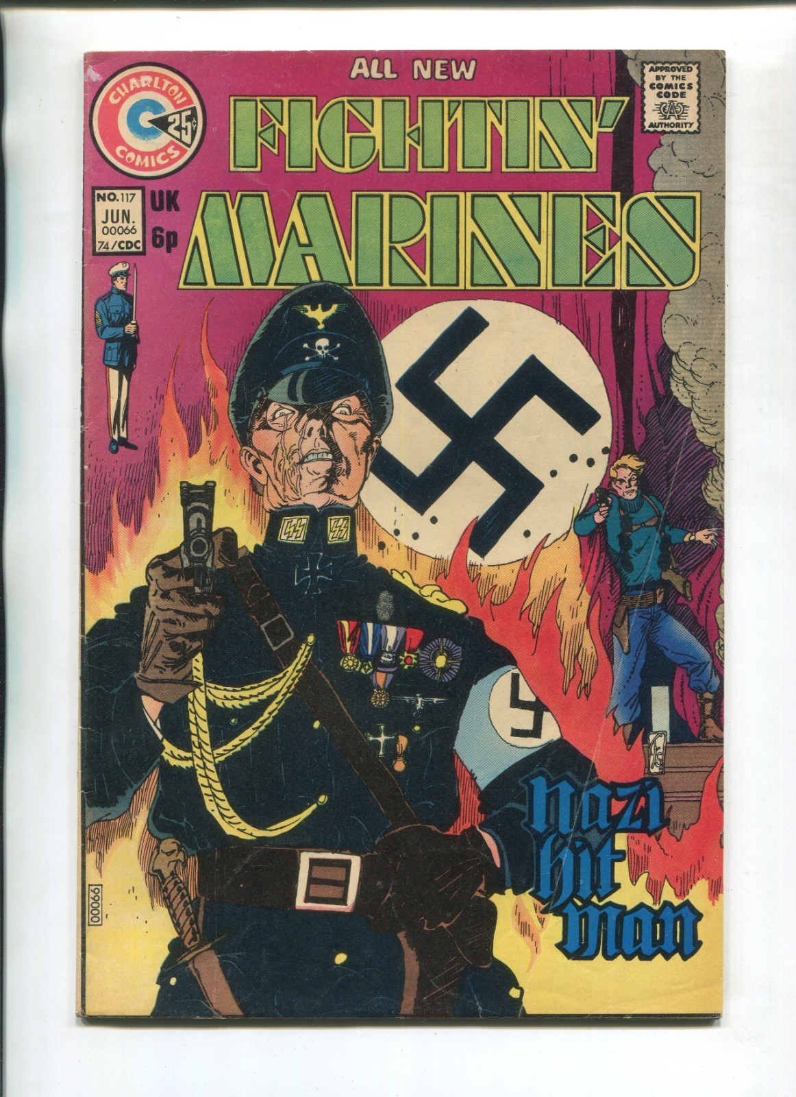 FIGHTIN\' MARINES #117 VG V1 CHARLTON 1974 TOM SUTTON NAZI HIT MAN WAR COVER