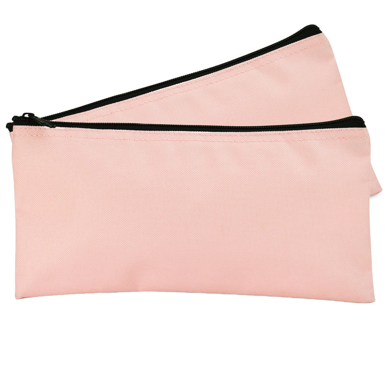 DALIX Zipper Money Bank Bag Pencil Pouch Makeup Travel Accessories Pink 2 PACK