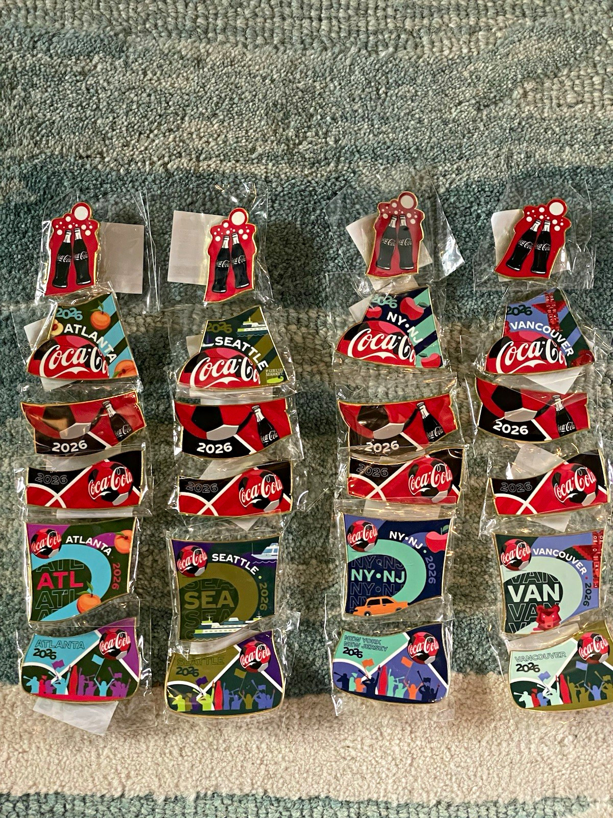 Coca-Cola World Cup 26 Host City 6 Pin Sets Lot Atlanta Seattle NY/NJ Vancouver Coca-Cola World Cup 26 Host City 6 Pin Sets Lot Atlanta Seattle NY/NJ Vancouver