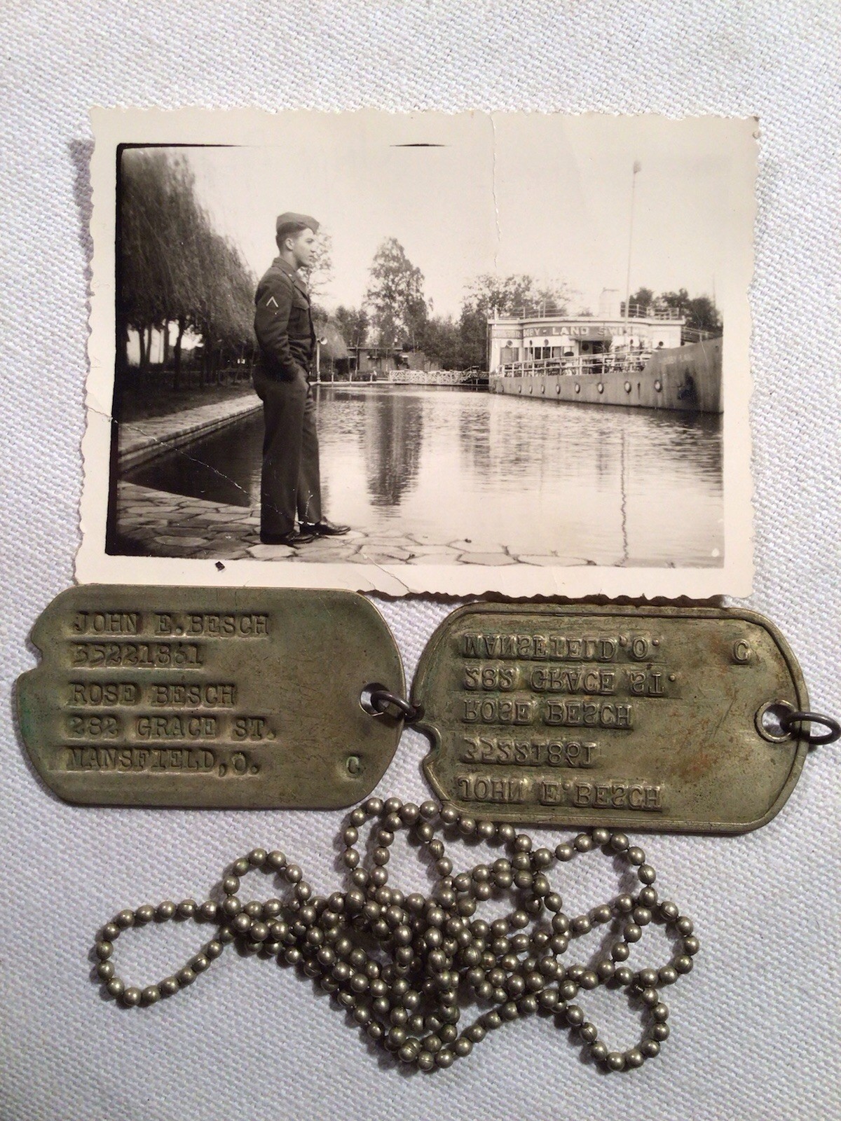 WW2 US Army Soldier’s Dog Tag Pair Notched Next Of Kin Photo Mansfield Ohio