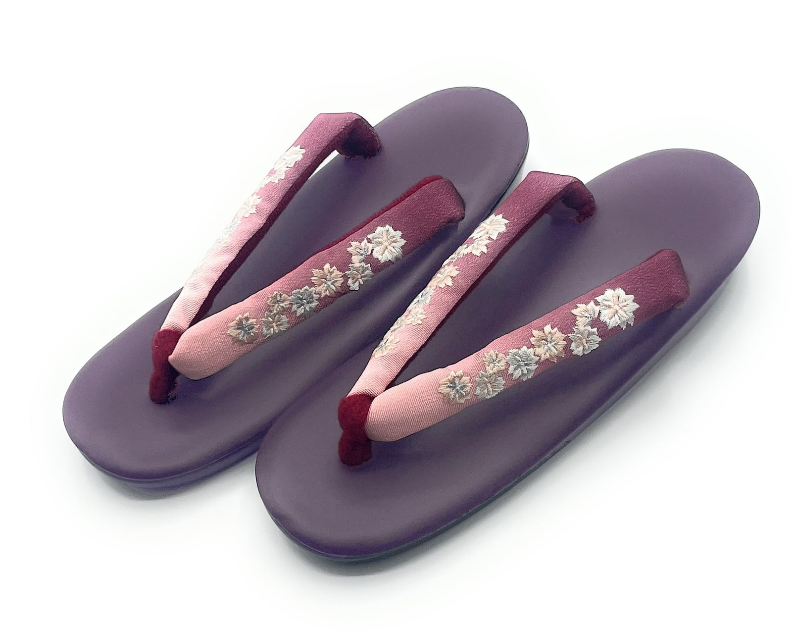 [Asakusa Kimono Market] Embroidered Sandals with Urethane Soles  Dark Purple 