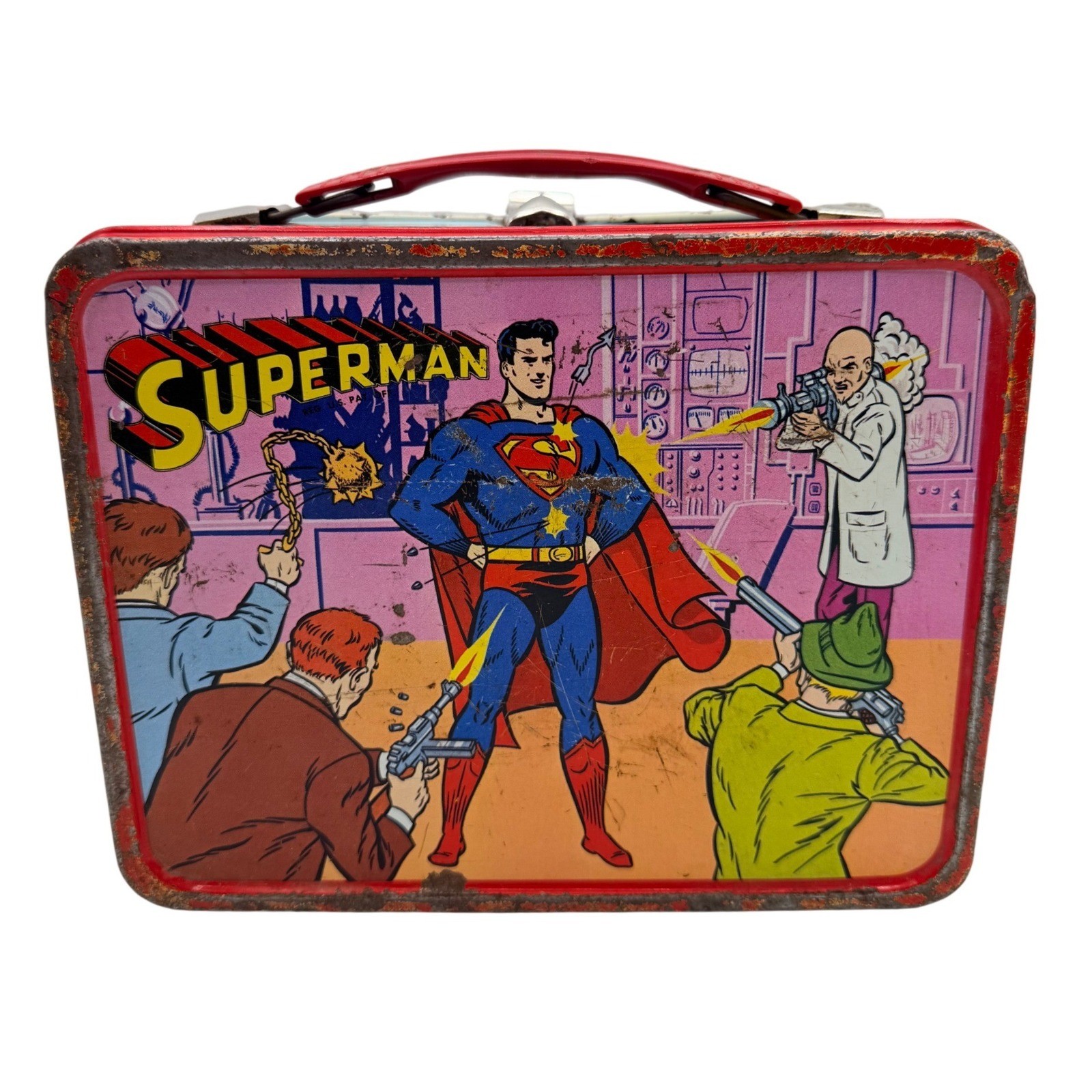 Vintage Superman Lunch Box Vintage 1967 DC Comics Metal Red Retro Marvel Rare