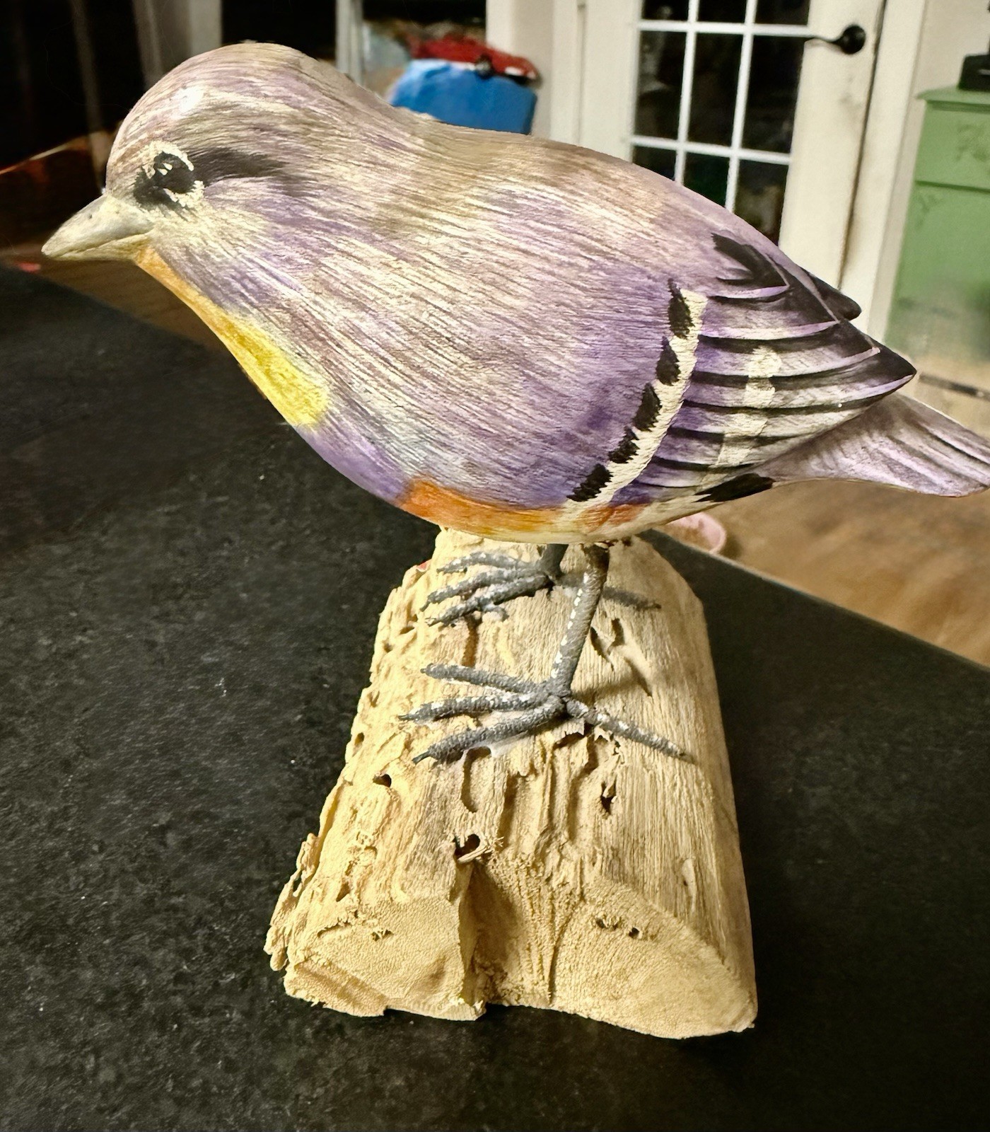 Vintage Joel Zani Attributed Northern Parula Wood Bird Decoy Signed #32 Folk Art