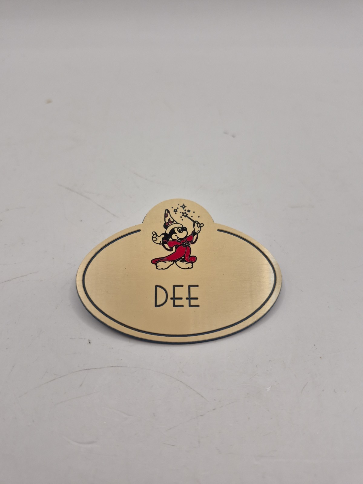 Vintage 1980s Disney Imagineering Cast Member Name Tag DEE Sorcerer Mickey Badge