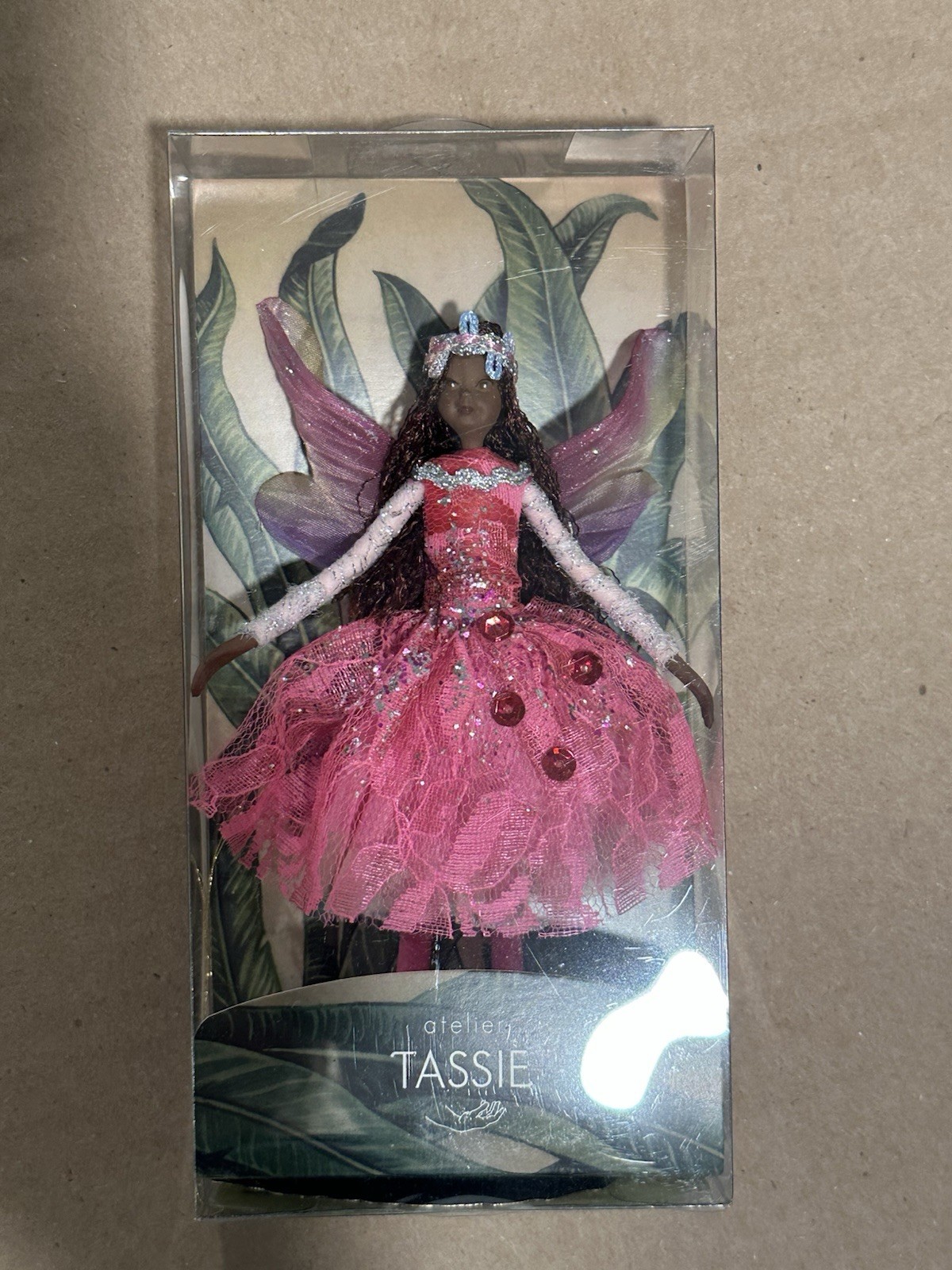 Tassie Black Fairy, 4” Handmade Fairy From Thailand. #JF1701 Pink