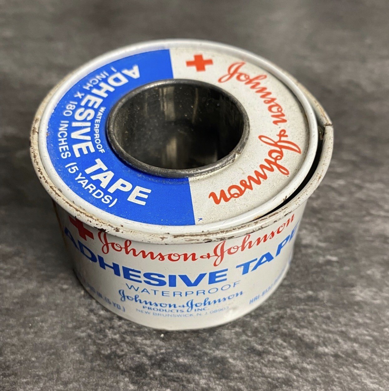Antique Vintage Johnson & Johnson Adhesive Tape Tin Red Cross Logo 50’s-60’s