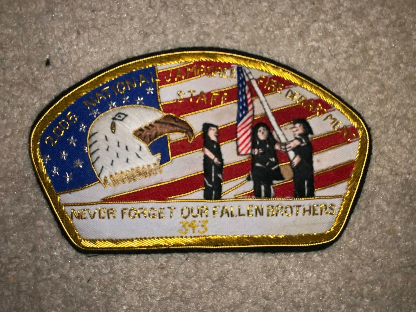 Boy Scout BSA 2005 National Jamboree 9/11 Fire Department Staff NY Bullion Patch